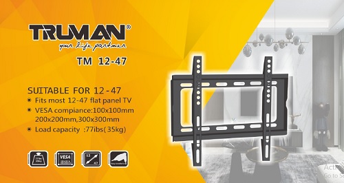 Truman Tv Bracket 12-47 Fixed Wall Mount - Black